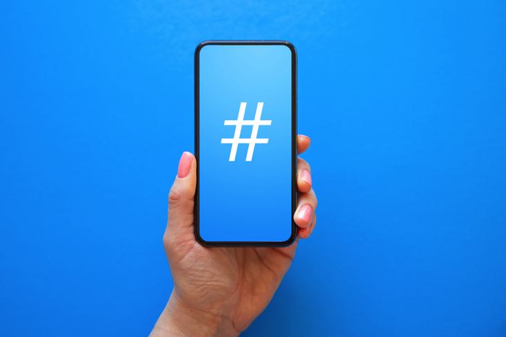Blue hashtag Twitter