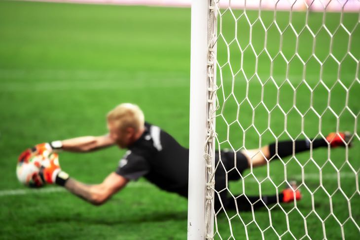 Goalie blocking goal