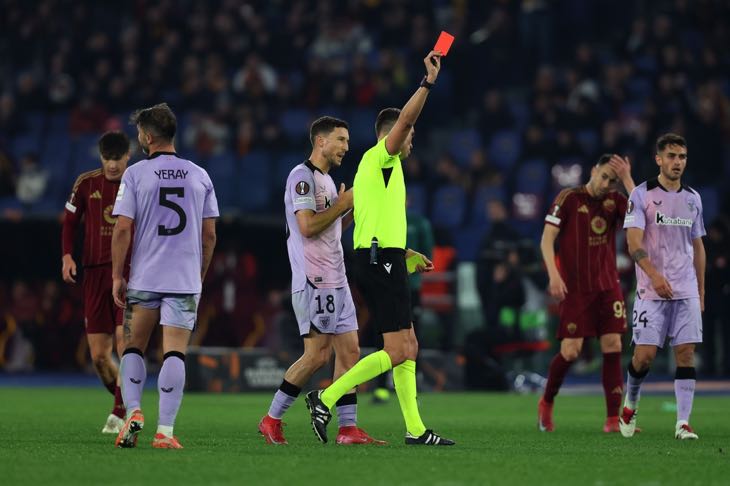 Red card on pitch